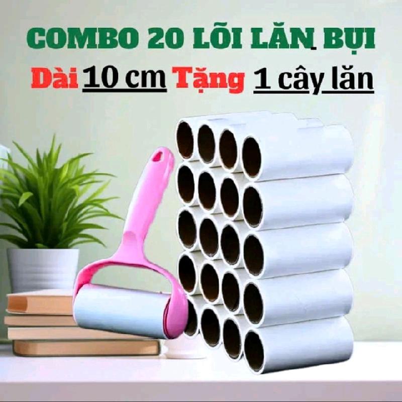 Combo 20 Lõi Lăn Bụi ( tặng kèm 1 cây lăn) , cây lăn bụi làm sạch quần áo gối niệm chăn ga lăn lông thú cưng