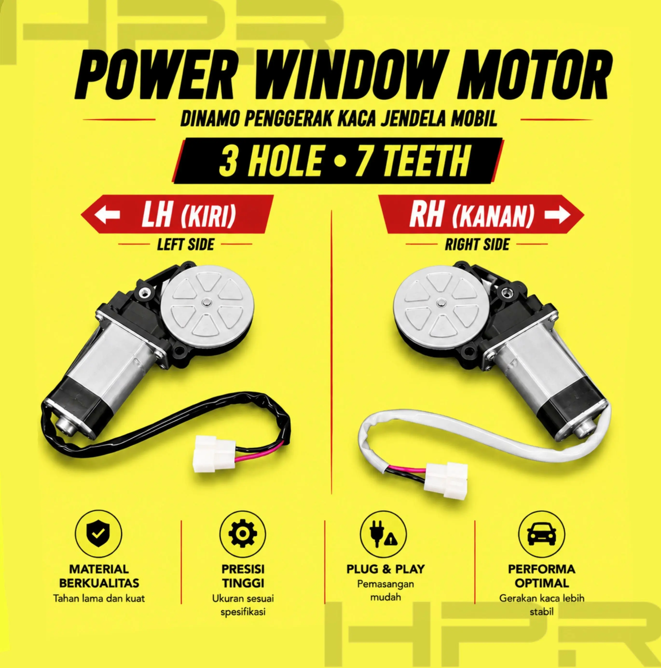 Dinamo Motor Power Window Daihatsu Taruna - Kanan Kiri 3 Lubang 7 Gigi