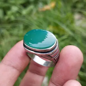 Cincin Akik Yaman Ahdor Model Lintang Ring Titanium Kombinasi silver hitam