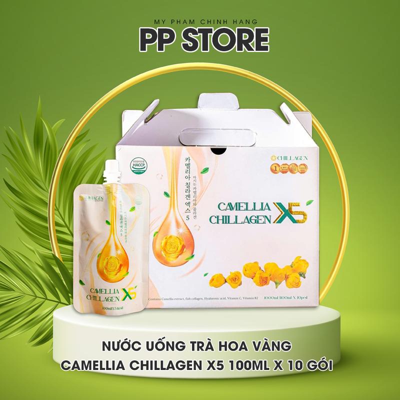 Thực phẩm chức năng nước Uống trà hoa vàng Camellia Chillagen X5 Gói 100ml x 10 gói