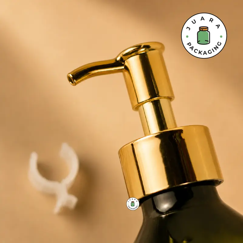 Botol Plastik Hijau Pump Gold 500ml 300ml – Wadah Sabun Cair Lotion Shampoo Skincare Minyak Aromaterapi Refill Botol Kosmetik Isi Ulang Tebal Elegan dengan Tutup Pump Warna Emas Premium
