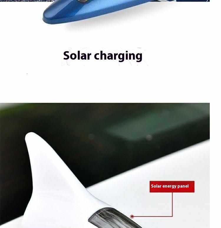 Product Introduction of Car solar flashing light decoration shark fin antenna anti rear end collision roof light LED tail wing modification warning light 8