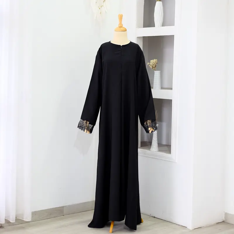 Gamis Abaya Mecca Polos bahan woolpeach premium warna hitam dan putih 4