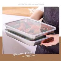 Gambar COD【Food box】6pcsnampan Stainless Steel Kotak Sayuran Piring Dingin Piring Persegi Piring Sayuran Rebus Piring Leher Bebek Bawah Datar Piring Kukus Tebal Piring Serba Guna Keranjang Saringan Pengering Sayur Container Kulkas - 【6.item setnampan sus +tutup】+Centong dari LYBH OFFICIAL STORE Kab. Tangerang 5 Tokopedia