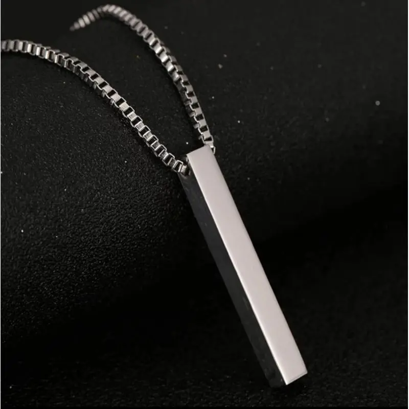 [Bayar di Tempat] Kalung Titanium Pria Model Balok Anti Karat Asli Gratis Ukir Nama 8