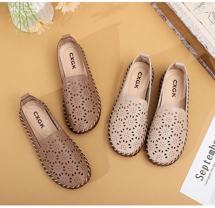 CXGK Sepatu Kasual Wanita Berlubang Stylish Nyaman Desain Modis Bahan Nyaman Versatil untuk Kantor Sekolah atau Acara Kasual