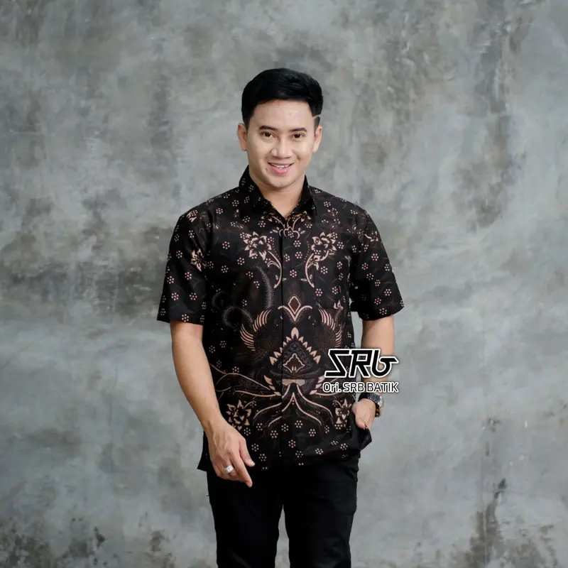 FRONT CHOICE - TERBARU COUPLE SWEET BATIK COUPLE AYAH DAN ANAK LAKI LAKI - BATIK PRIA LENGAN PANJANG WARNA HITAM MOTIF SENTANI TERLARIS 2