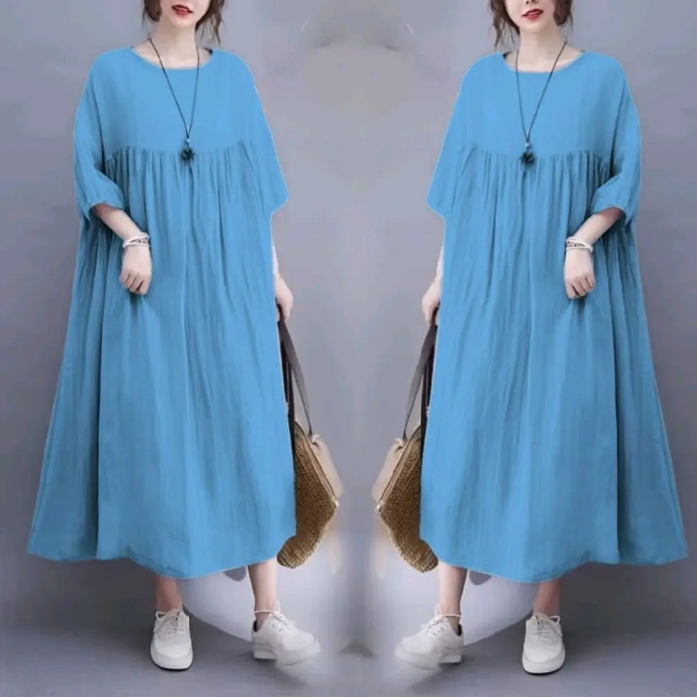 Dress Jumbo Rayon remium lengan karet 7/3 dress midi oversize korean style Casual Wanita Nyaman Gaun Dress Jumbo Rayon remium lengan karet 7/3 dress midi oversize korean style Casual Wanita Nyaman Gaun
