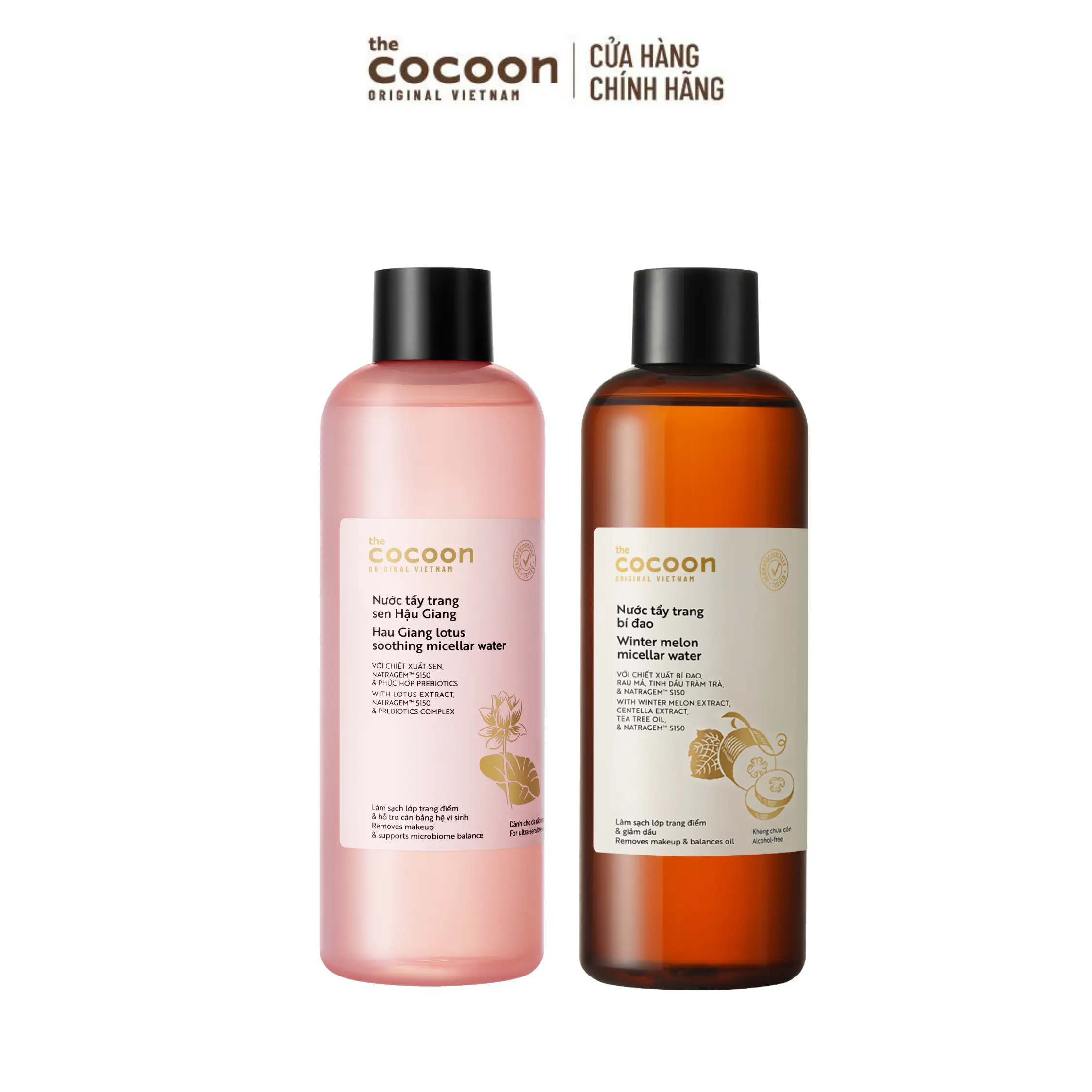 Combo Nước Tẩy Trang Cocoon Sen Hậu Giang 500ml + Nước Tẩy Trang Bí Đao 500ml
