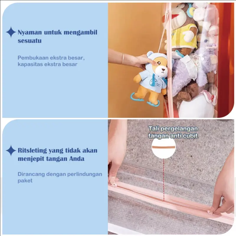 [COD] Tidy Tribe Hadiah Doll Storage Bucket Gaya Ritsleting Transparan Tabung Storage Boneka Dengan Penutup 90/120/150CM Penyelenggara Berkapasitas Besar Dudukan Doneka 8