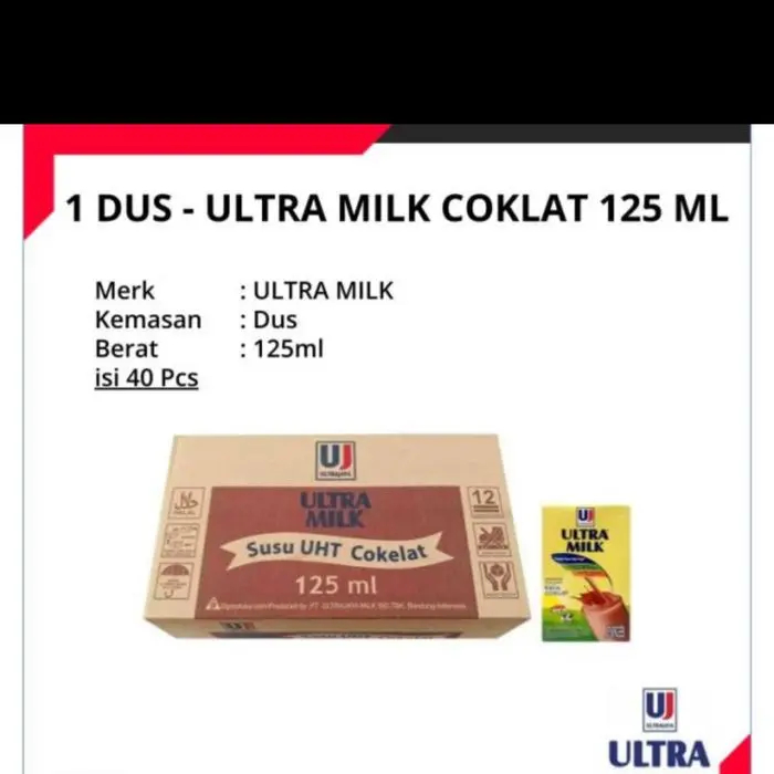 susu ultra 125 coklat uht isi 40