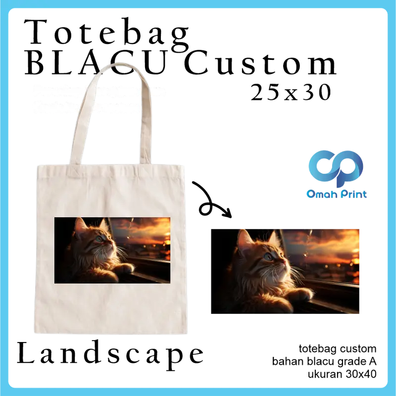 Totebag Blacu Totebag Custom Satuan Premium 25 x 30 CM Tote bag Wanita 2