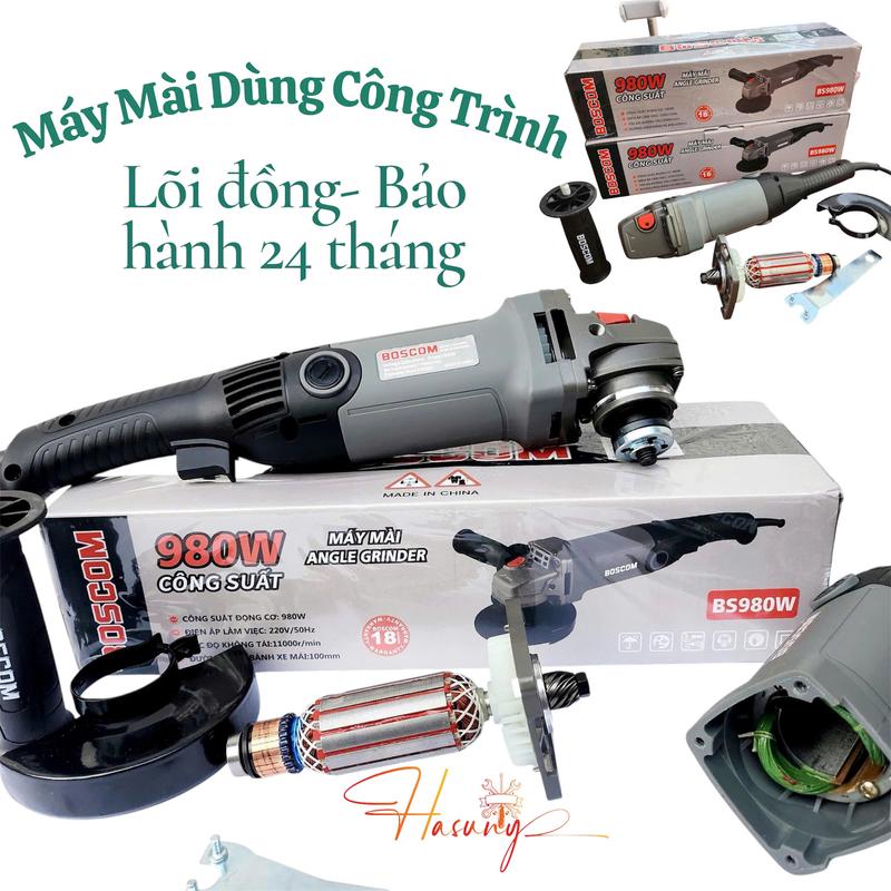  Máy mài boscom 980w siêu khoẻ lõi đồng ro dài 10 cm  máy chuyên công trình không nóng máy bảo hành 12 tháng 