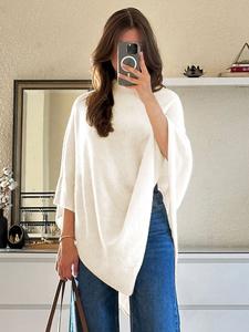 Chaleco de suéter elegante y suelto para mujer, de moda, tela moderada para otoño e invierno, envoltura de punto, accesorio versátil y estiloso para damas