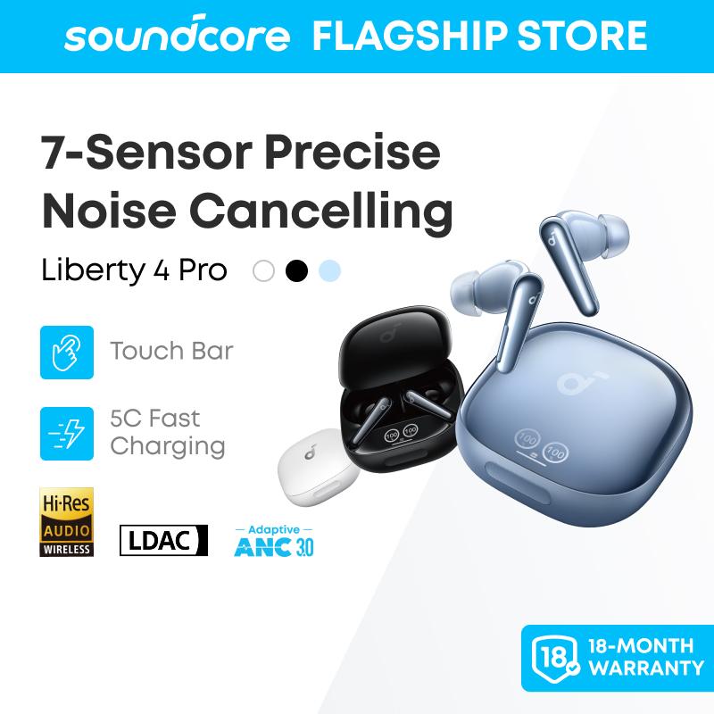 [soundcore-Anker] soundcore Liberty 4 Pro của Anker, Tai nghe không dây khử tiếng ồn, 7 cảm biến và điều chỉnh chống tiếng ồn theo thời gian thực, Sạc nhanh gấp 2 lần, Nhạc Hi-Fi đẳng cấp phòng thu, nhận cuộc gọi rõ ràng với 6 mic và AI