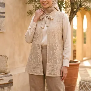 Outer brukat Kondangan Tanpa Lengan][Cardigan brukat Malika Pita Leher Kondangan Atasan