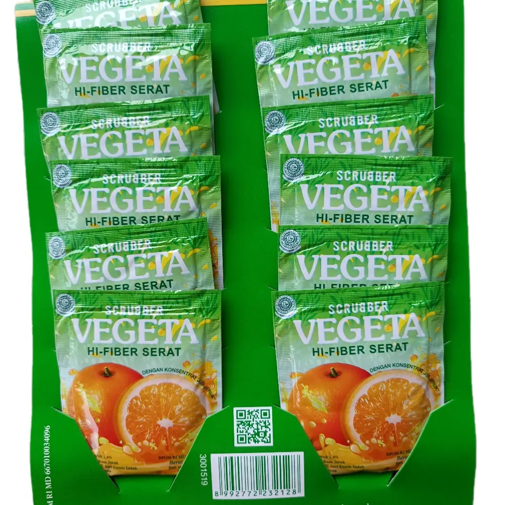 scrubber vegeta hi-fiber serat jus jeruk renceng 12 sachet serat alami melancarkan buang air besar