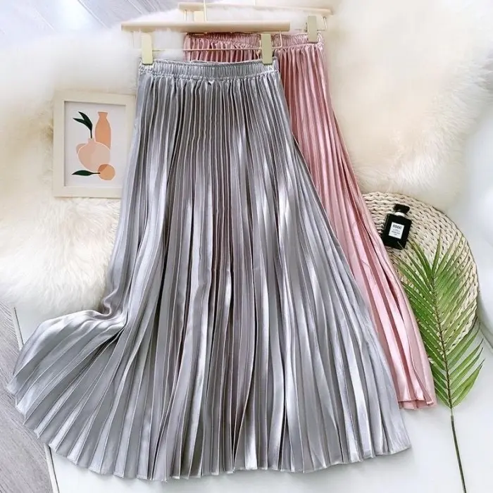 Rok plisket bludru import premium pendek 7/8 wanita dewasa korean style terbaru bahan tebal panjang kekinian velvet beludru tebal mewah lebar payung mayung jumbo xxxl bb 100kg Nyaman Suede Variasi Melar