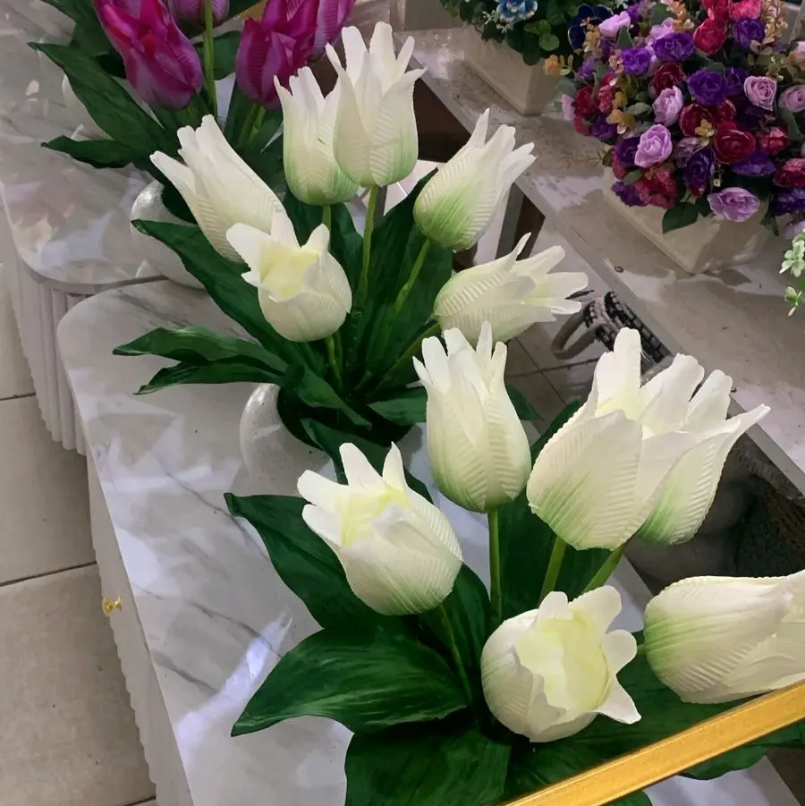 Rangkaian bunga tulip 6 Tangkai Vas Donat