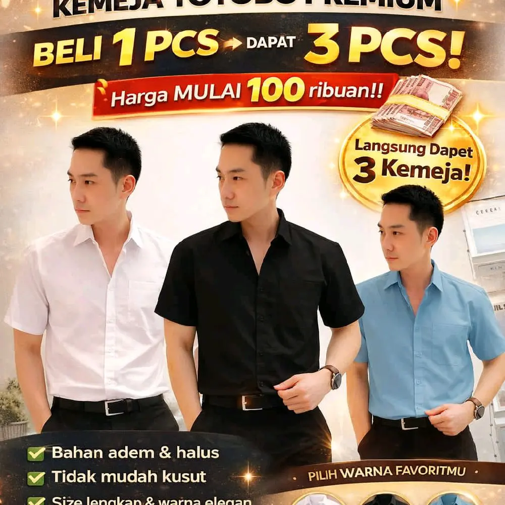 Toyobo Kemeja Premium Lengan PENDEK Beli 1 Dapat 3 Harga Mulai 100 Ribuan Bahan Adem Halus Tidak Mudah Kusut Size Lengkap Warna Elegan Cocok untuk Kerja & Acara Formal Baju Pria Dewasa Hitam Katun Putih Toyobo Kemeja Premium Lengan PENDEK Beli 1 Dapat 3 Harga Mulai 100 Ribuan Bahan Adem Halus Tidak Mudah Kusut Size Lengkap Warna Elegan Cocok untuk Kerja & Acara Formal Baju Pria Dewasa Hitam Katun Putih