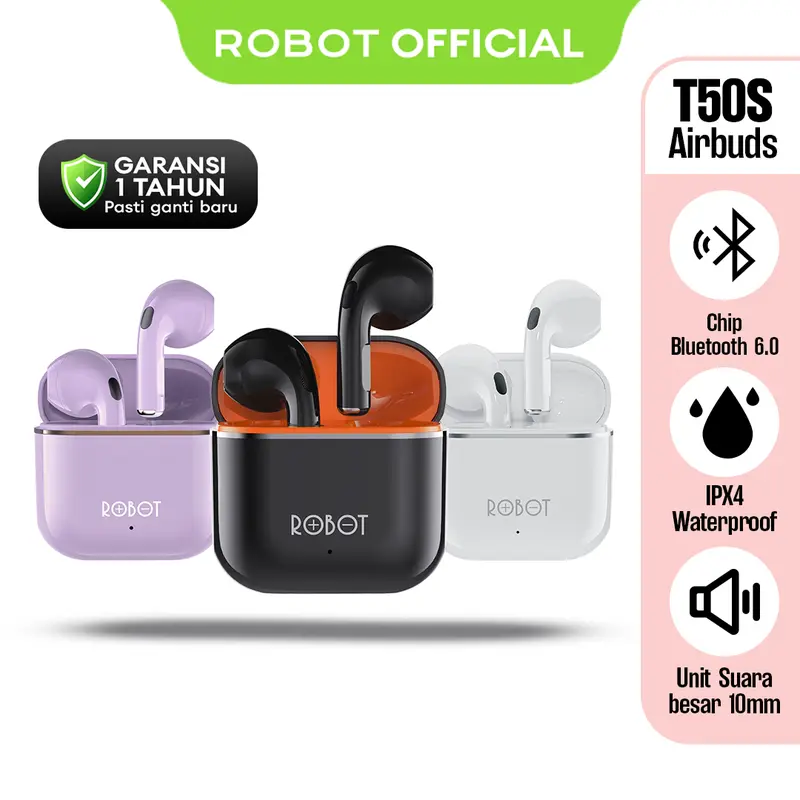 ROBOT TWS T50S Original BT True Wireless Headset Bluetooth