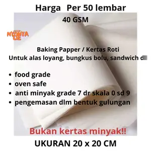 Isi 50 Lembar 20x20 Kertas Roti Kue Wrapping Paper Food Grade Alas Baking Loyang Kue Tatakan Cookies