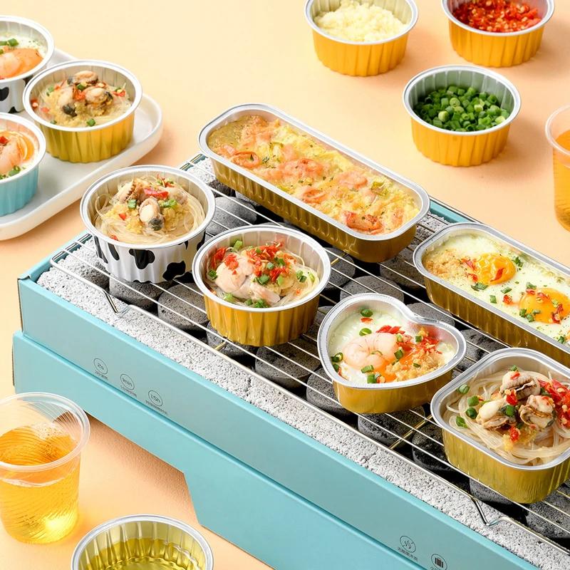 Cốc Thiếc Giấy Bạc Tái Sử Dụng, 10 Cái, Khuôn Bánh Pudding Nồi Chiên Không Dầu Hộp Giấy Thiếc Khay Nướng Nhỏ Cốc Giấy Thiếc Dụng Cụ Làm Làm Bánh Và Làm Bánh 2
