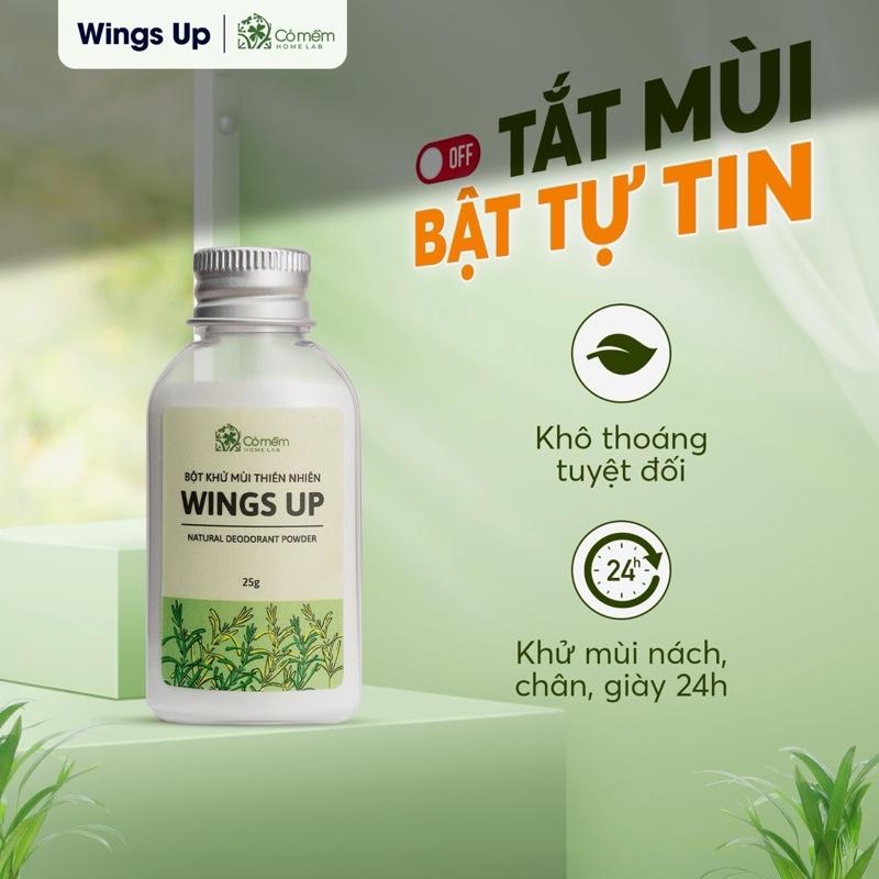 Bột Khử Mùi Wings Up Cỏ Mềm, Khử Mùi Hôi Nách Hôi Chân, Mùi Cơ Thể, Khô Thoáng Giảm Mồ Hôi, Dùng được cho mẹ bầu, mẹ sau sinh, tuổi dậy thì 25g