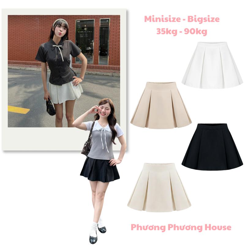 DEAL Mở Bán 40kg-90kg Chân Váy Xếp Ly Chữ A Kaki Mềm có quần bảo hộ MInisize Bigsize Phương Phương House Top women - Nữ