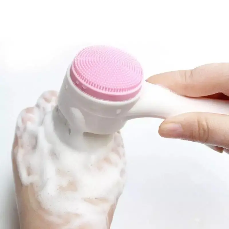 LH Alat Cuci Muka 2 Sisi Pembersih Wajah Silikon Brush Facial Brush Silikon 2in1 Alat Pembersih Pemijat Muka Silicone Halus 1