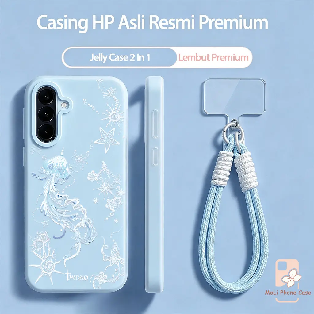 Ubur Ubur Dazzle Casing Hp Untuk Samsung A08 A18  A57 5G A37 Lucu A06 A27 5G A36 A55 A56 A35 A16 A17 A07 A15 A05S A26   galaxya 55  Jelly 2In1 Cewek tali gantung Case Gd1