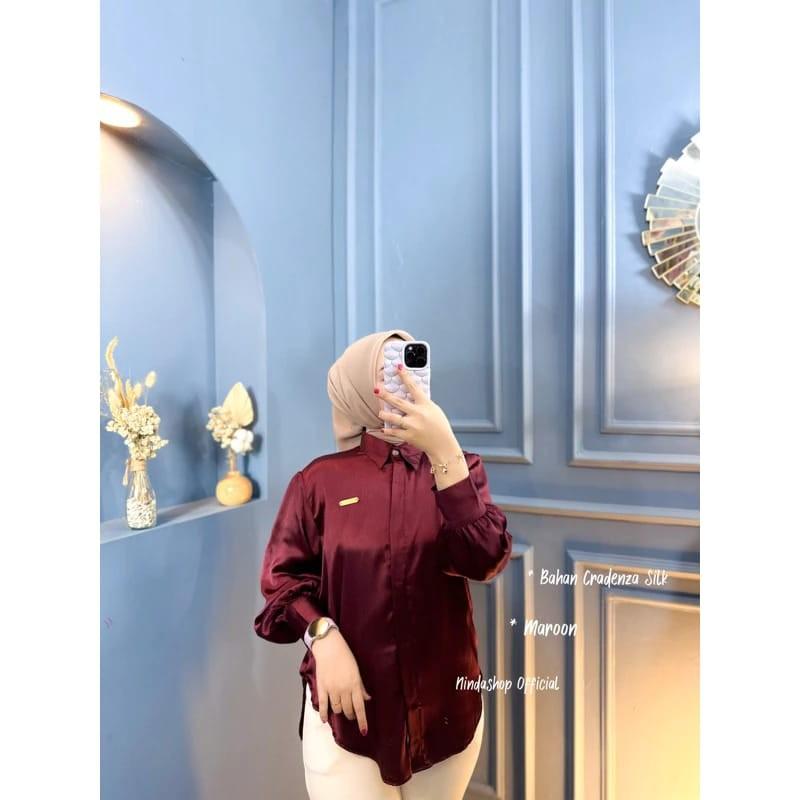 Product Introduction of Kemeja shimmer CRADENZA silk grade A.atasan wanita, kemeja wanita lengan panjang Baju Balon 10