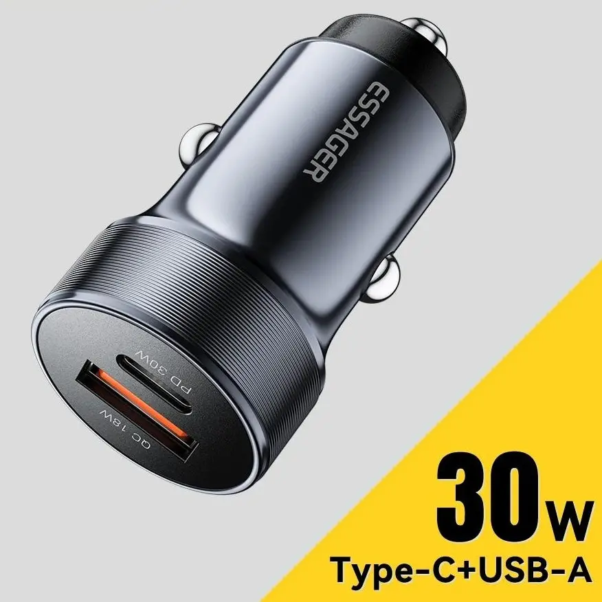 Car Charger Mobil Fast Charging PD QC 3.0 Dual USB 12-24V 30W