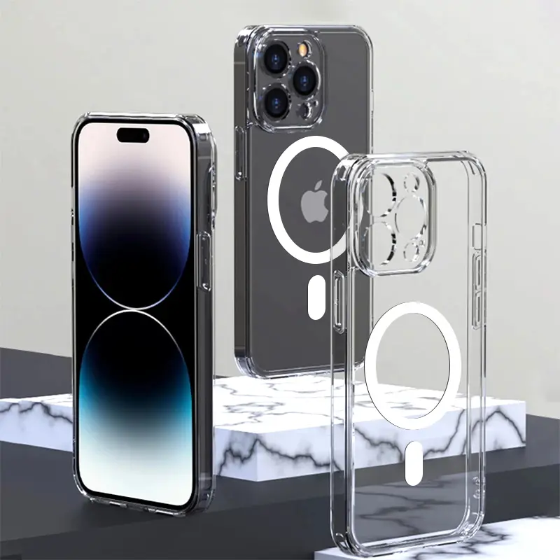 Vỏ silicon từ tính trong suốt cho Magsafe, vỏ sạc không dây nguyên bản cho iPhone , 15, 14, 13, 12, 11 Pro Max, XS , XR, 7, 8 Plus