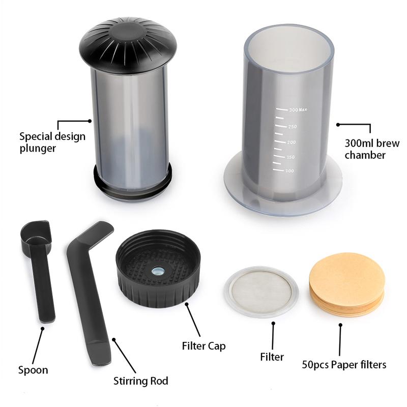 Máy pha cà phê Cầm Tay Cafilas KF06, Bộ lọc AEROPRESS mới, Đi du lịch, Máy pha cà phê hòa tan, với 50 chiếc bộ lọc, Hoàn hảo cho du lịch 1