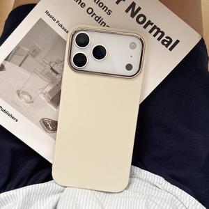 Funda Original de Cuero con Textura Electroplateada Anticaídas para iPhone 11/12/13/14/15/16/17/17 Pro/17 Pro Max/17 Air, Regalo de Navidad
