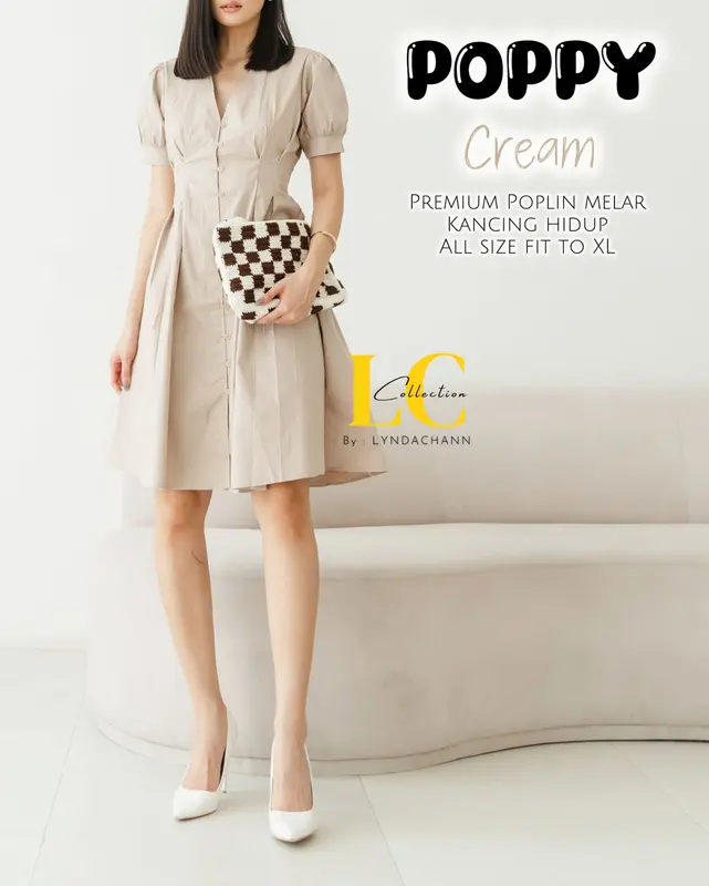GIES - Dress Bumil Busui Wanita Poppy Button Santai V-Neck Elegan - Kancing, Casual 4