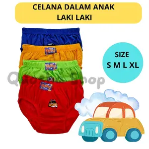 12 Pcs Cd anak cowok Celana dalam anak laki laki MULTI WARNA motif sablon dan Bordir size S M L XL bahan katun lembut nyaman dipakai Fashion