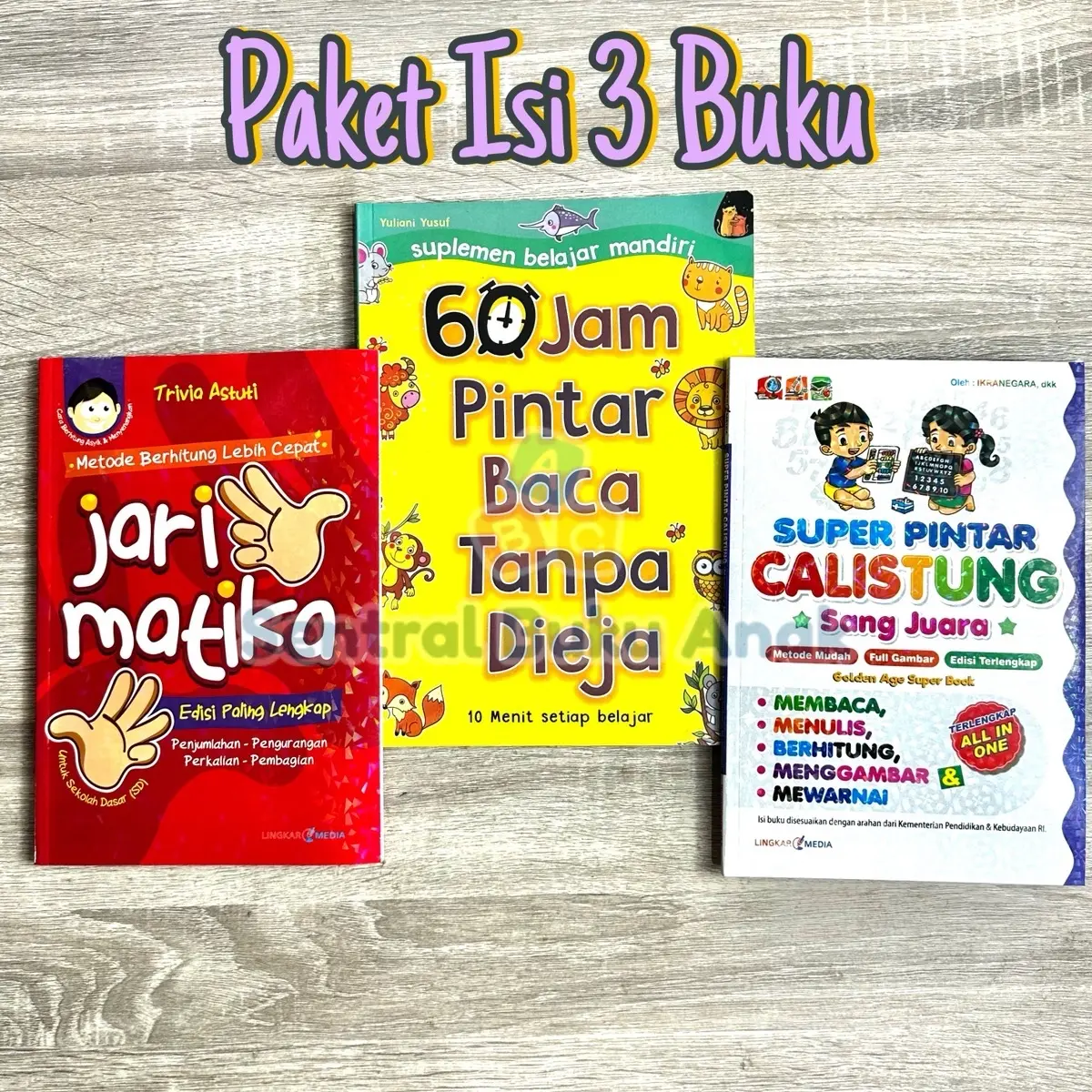 [PAKET ISI 3 BUKU] Buku 60 Jam Pintar Baca Tanpa Dieja | Calistung | Jarimatika | Full Color