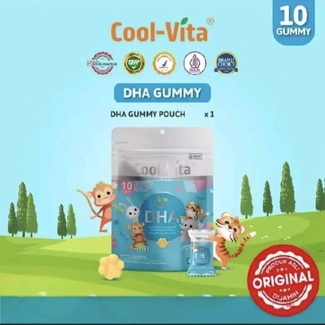 Coolvita DHA Gummy ( isi 10 saset) untuk membantu meningkatkan daya ingat(jamin original 100%) Ready stock