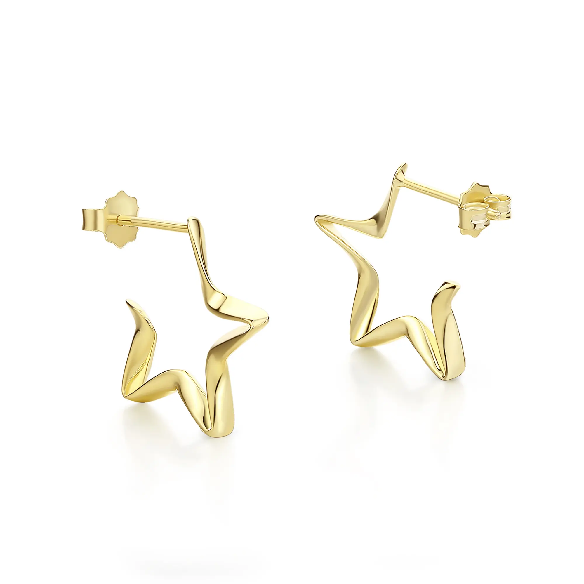 ZHOU LIU FU Star Stud Earrings Sterling Silver Hoop Earring Small Cute Studs Huggie Jewelry Hypoallergenic Earrings Gifts for Women Girlfriends D099306