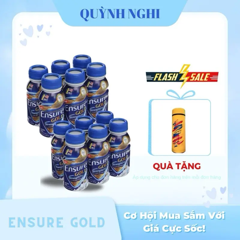 (Tặng bình thuỷ tinh cao cấp) [Abbott] Sữa Pha sẵn  Ensure Gold 237ml - Dành cho người lớn cần phục hồi sức khoẻ