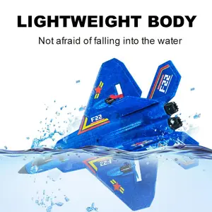 Hadiah untuk Anak-Anak Selama Ramadhan Baterai gratis F22 pesawat remote control Pesawat Amfibi Mainan LED Mainan Airplane Toy RC Pesawat Terbang merah/ biru Kontrol Baterai Toys