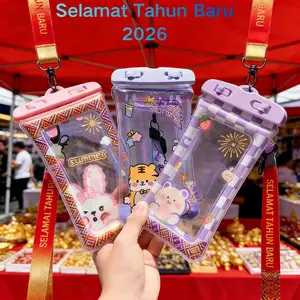 Pelindung HP Renang Anti Air IPX8 Tas untuk Telepon Seluler Warna Biru Outdoor Versi Box Surprise Selamat Tahun Baru 2026 floaters inflatable tube