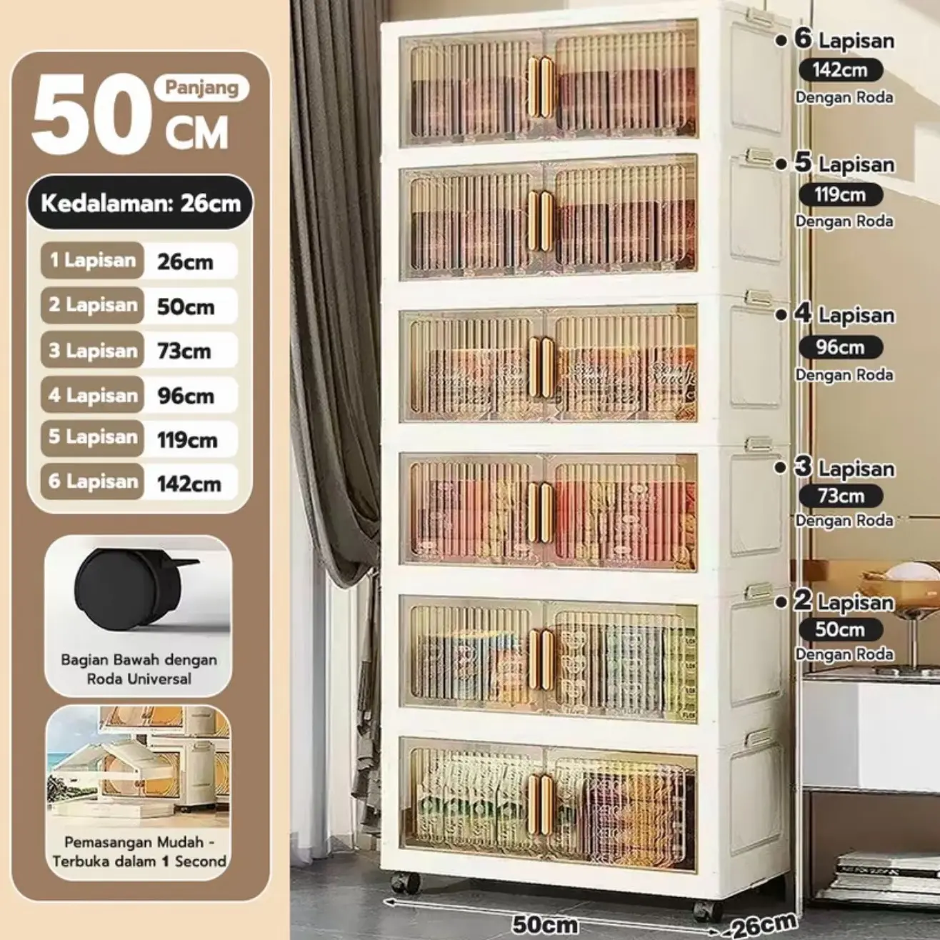 【transparan】50cm-6 Lapisan