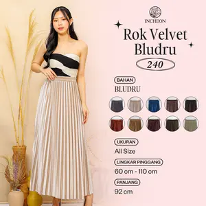 ROK VELVET BLUDRU PLISKET POLOS SHINY PREMIUM IMPORT 22 WARNA - 240