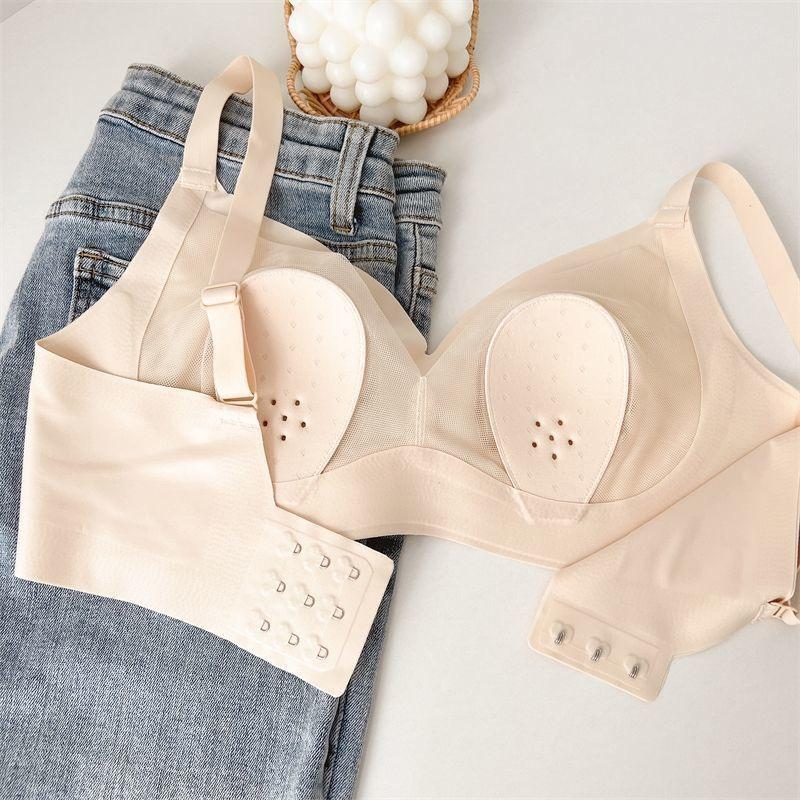 Thin Large Breasts Show Smaller Breasts, Rabbit Ears Breathable Seamless Underwear Women's Small Breasts Push-up Bra 5