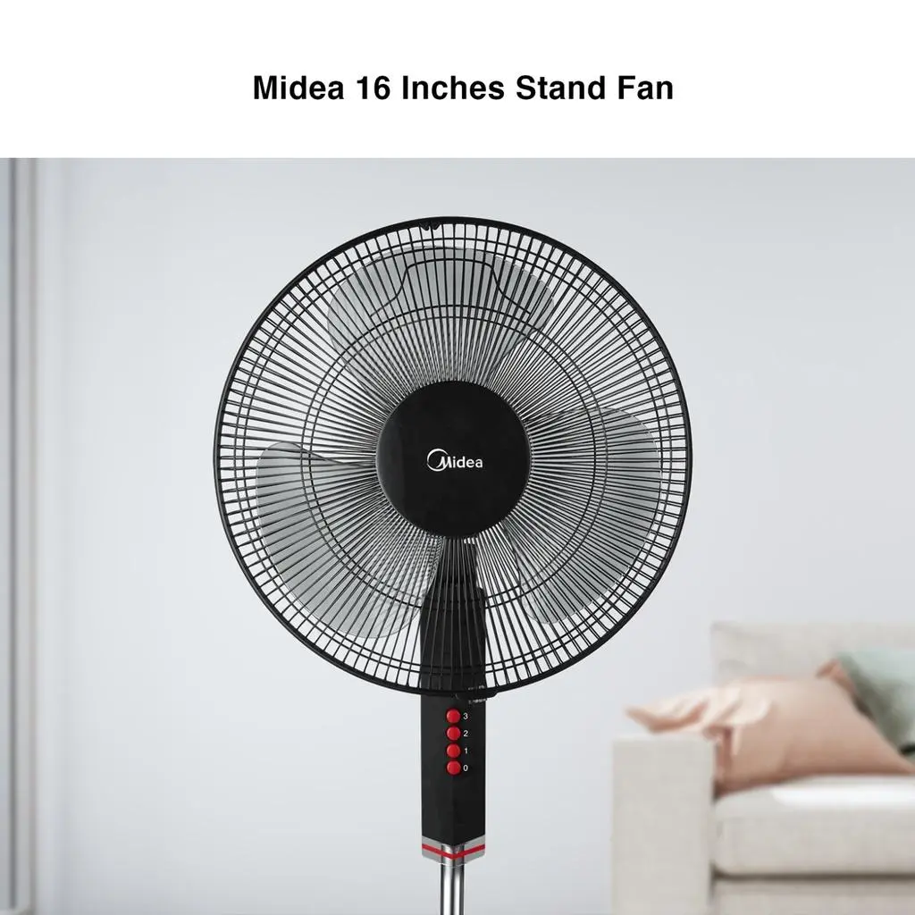 MS608B Black Oscillation Stand Fan, 16 Inches