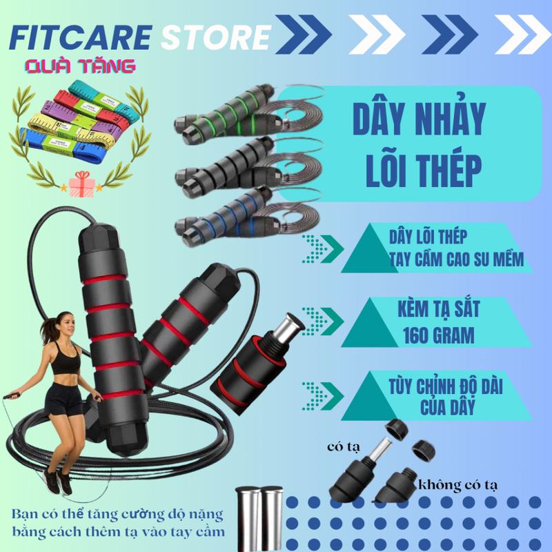 Dây Nhảy Thể Dục Lõi Thép Tập Thể Lực Boxing Nhảy Dây Có Tạ Sắt Dài 2,7m Nhiều…