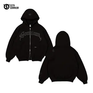 EGTN SOMNIUM Sweater Hoodie Boxy Double resleting warna hitam